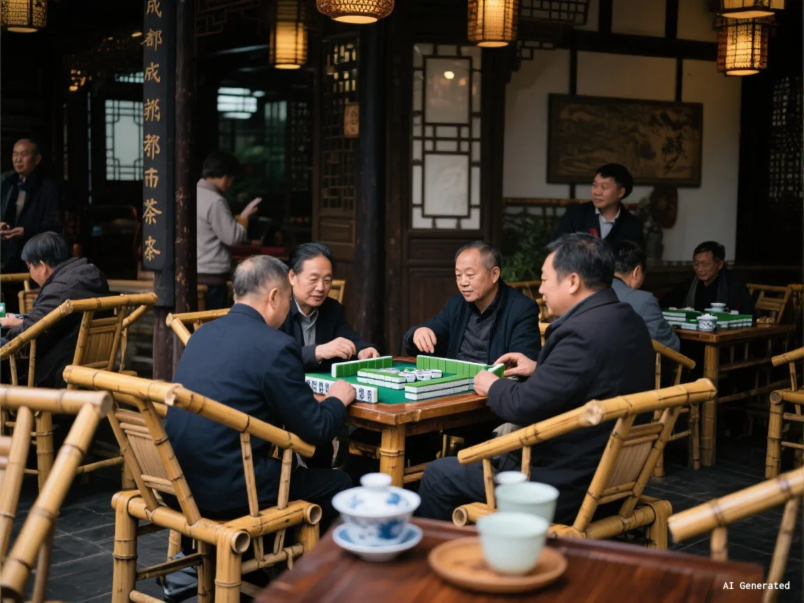 Chengdu teahouse with a gaiwan of tea