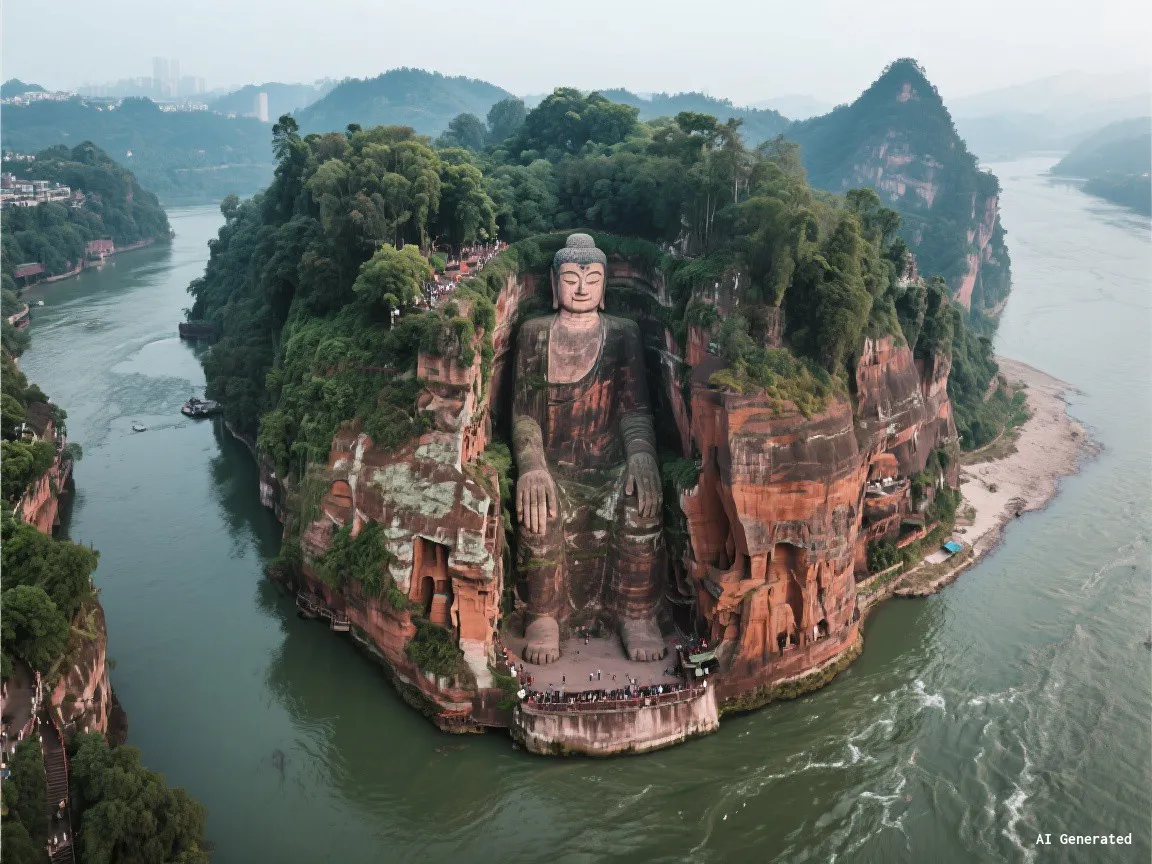 Full view of the Leshan Giant Buddha